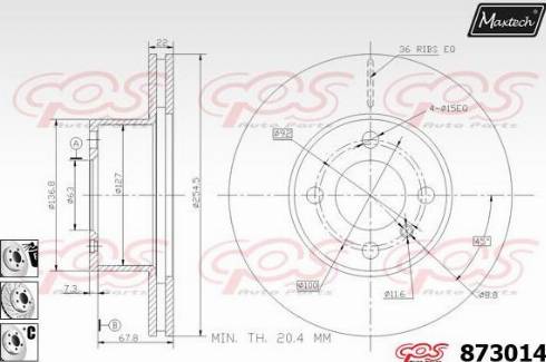 Maxtech 873014.6880 - Гальмівний диск autocars.com.ua