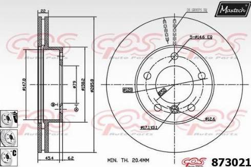 Maxtech 873021.6880 - Гальмівний диск autocars.com.ua