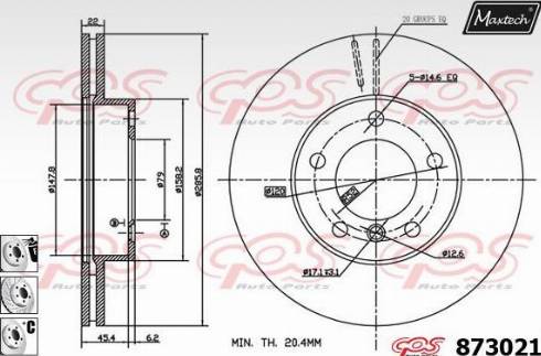 Maxtech 873021.6980 - Гальмівний диск autocars.com.ua