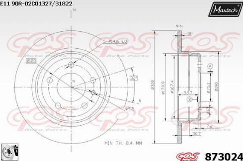 Maxtech 873024.0080 - Гальмівний диск autocars.com.ua