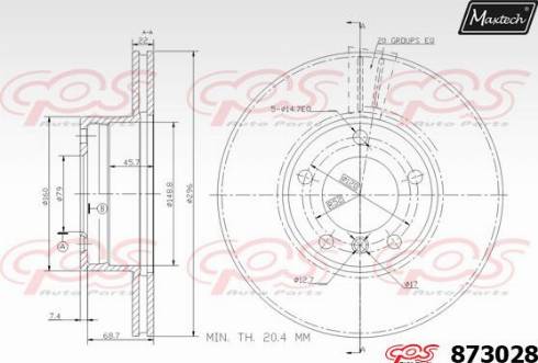 Maxtech 873028.0000 - Гальмівний диск autocars.com.ua