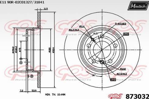 Maxtech 873032.0000 - Гальмівний диск autocars.com.ua