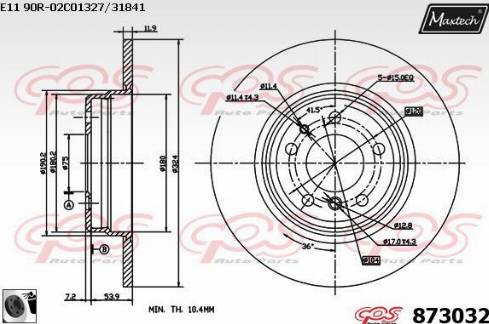 Maxtech 873032.0060 - Гальмівний диск autocars.com.ua