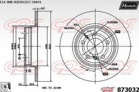 Maxtech 873032.0080 - Гальмівний диск autocars.com.ua