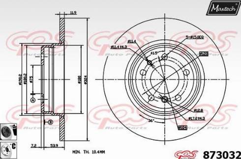 Maxtech 873032.6060 - Гальмівний диск autocars.com.ua