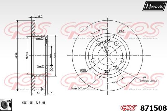 Maxtech 873032 - Гальмівний диск autocars.com.ua