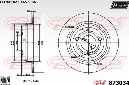 Maxtech 873034.0060 - Гальмівний диск autocars.com.ua