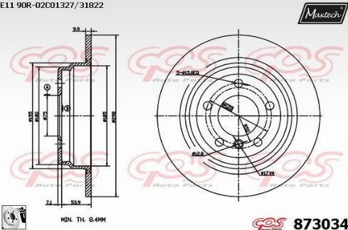 Maxtech 873034.0080 - Гальмівний диск autocars.com.ua