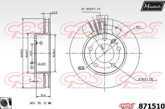 Maxtech 873034 - Гальмівний диск autocars.com.ua