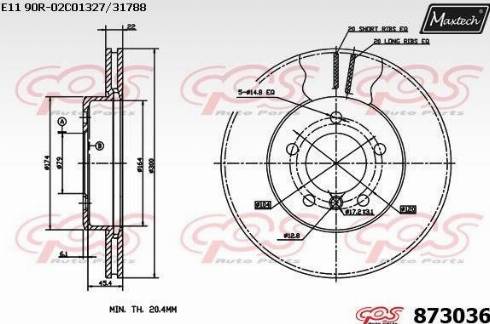 Maxtech 873036.0000 - Гальмівний диск autocars.com.ua