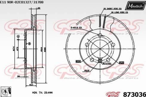 Maxtech 873036.0080 - Гальмівний диск autocars.com.ua