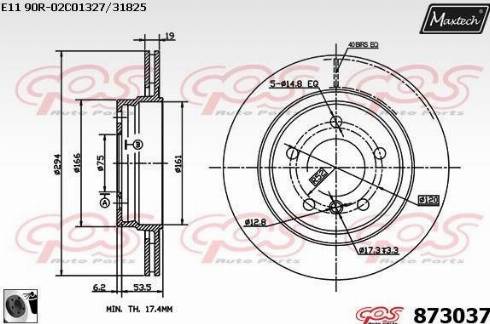 Maxtech 873037.0060 - Гальмівний диск autocars.com.ua