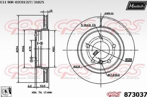 Maxtech 873037.0080 - Гальмівний диск autocars.com.ua