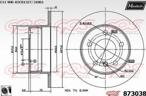 Maxtech 873038.0060 - Гальмівний диск autocars.com.ua