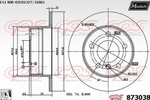 Maxtech 873038.0080 - Гальмівний диск autocars.com.ua