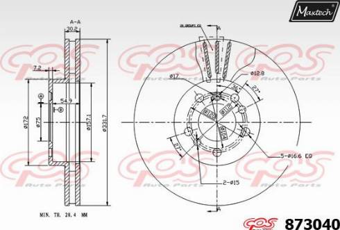 Maxtech 873040.0000 - Гальмівний диск autocars.com.ua