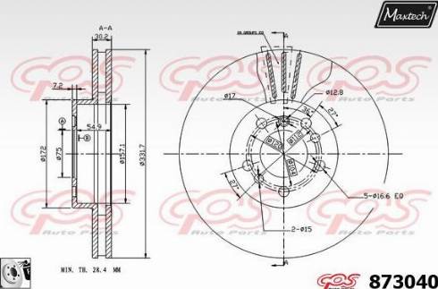 Maxtech 873040.0080 - Гальмівний диск autocars.com.ua