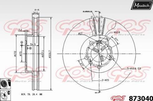 Maxtech 873040.6060 - Гальмівний диск autocars.com.ua