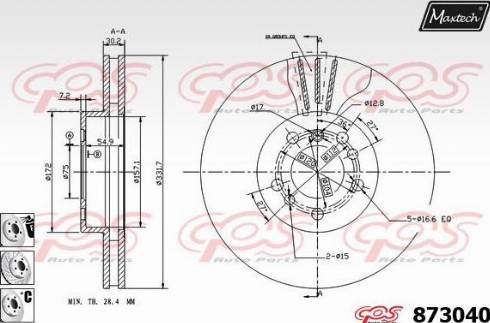 Maxtech 873040.6980 - Гальмівний диск autocars.com.ua