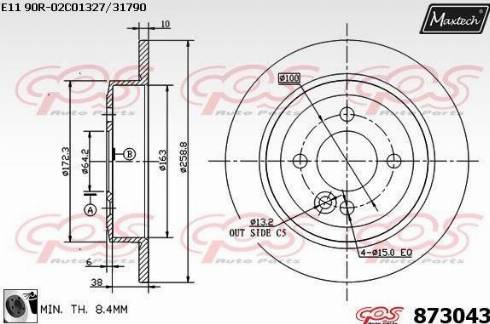 Maxtech 873043.0060 - Гальмівний диск autocars.com.ua