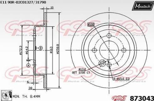 Maxtech 873043.0080 - Гальмівний диск autocars.com.ua