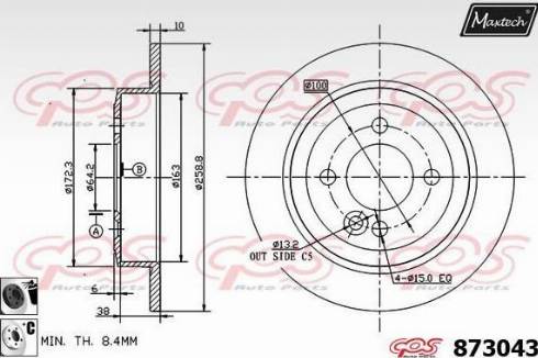 Maxtech 873043.6060 - Гальмівний диск autocars.com.ua