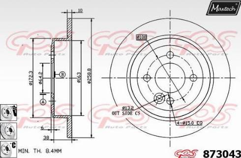 Maxtech 873043.6980 - Гальмівний диск autocars.com.ua