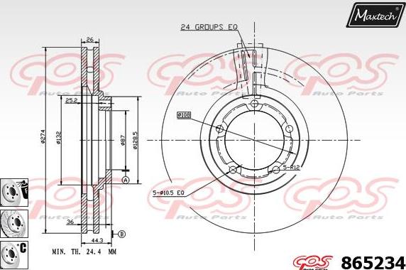 Maxtech 873044 - Гальмівний диск autocars.com.ua