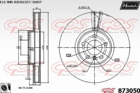 Maxtech 873050.0060 - Гальмівний диск autocars.com.ua