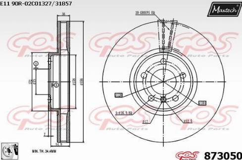 Maxtech 873050.0080 - Гальмівний диск autocars.com.ua