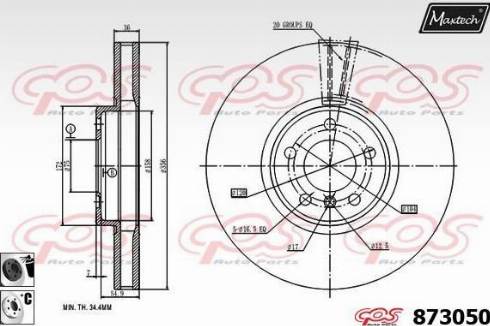 Maxtech 873050.6060 - Гальмівний диск autocars.com.ua