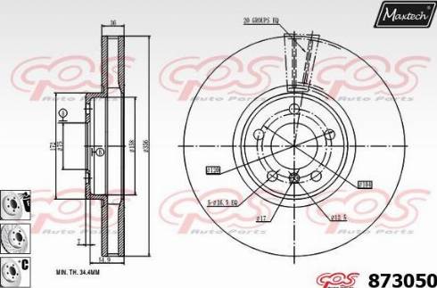 Maxtech 873050.6880 - Гальмівний диск autocars.com.ua