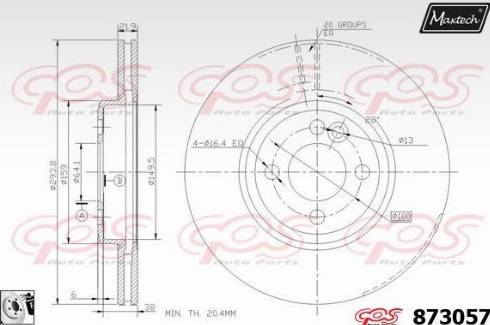 Maxtech 873057.0080 - Гальмівний диск autocars.com.ua