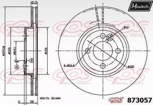 Maxtech 873057.6880 - Гальмівний диск autocars.com.ua