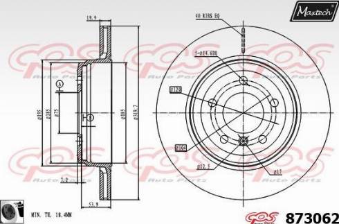 Maxtech 873062.0060 - Гальмівний диск autocars.com.ua