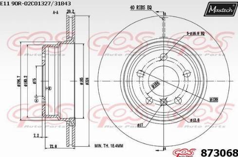 Maxtech 873068.0000 - Гальмівний диск autocars.com.ua