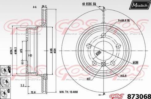 Maxtech 873068.6980 - Гальмівний диск autocars.com.ua