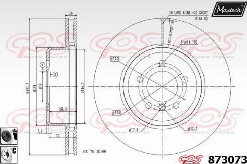 Maxtech 873073.6060 - Гальмівний диск autocars.com.ua