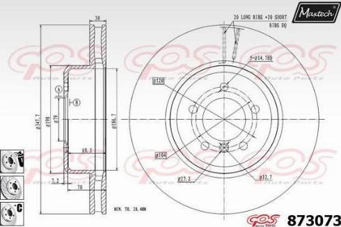 Maxtech 873073.6880 - Гальмівний диск autocars.com.ua