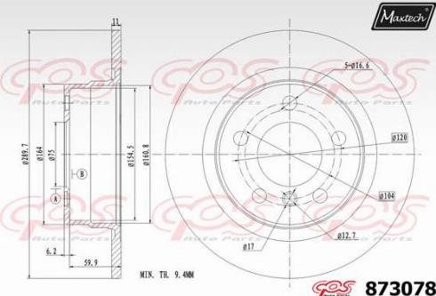 Maxtech 873078.0000 - Гальмівний диск autocars.com.ua