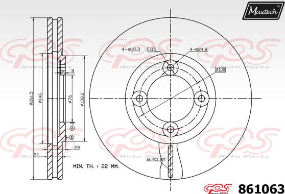 Maxtech 873078 - Гальмівний диск autocars.com.ua