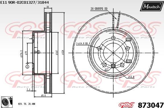 Maxtech 873083 - Гальмівний диск autocars.com.ua