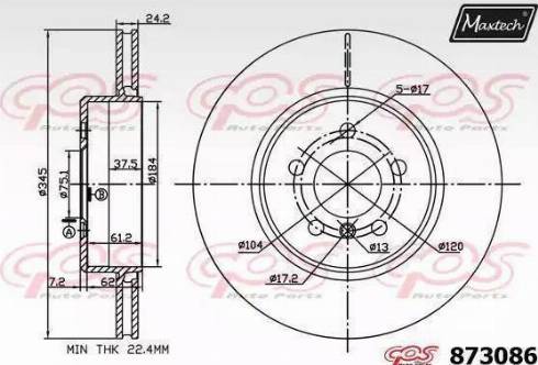 Maxtech 873086.6980 - Гальмівний диск autocars.com.ua