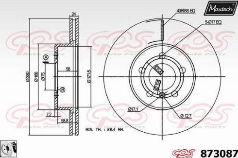 Maxtech 873087.0080 - Гальмівний диск autocars.com.ua