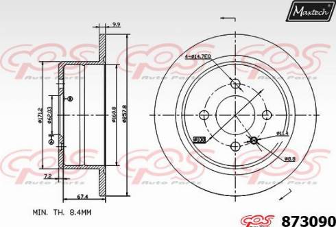 Maxtech 873090.0000 - Гальмівний диск autocars.com.ua