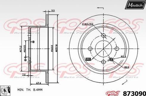 Maxtech 873090.0080 - Гальмівний диск autocars.com.ua