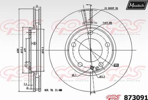 Maxtech 873091.0000 - Гальмівний диск autocars.com.ua