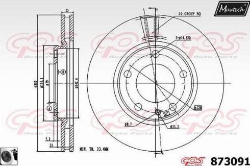 Maxtech 873091.0060 - Гальмівний диск autocars.com.ua