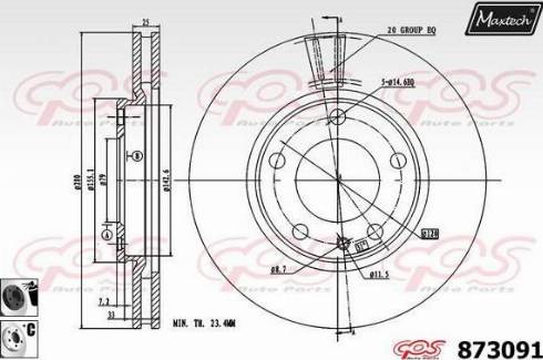 Maxtech 873091.6060 - Гальмівний диск autocars.com.ua