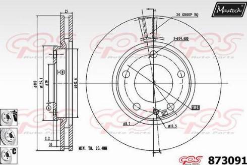 Maxtech 873091.6880 - Гальмівний диск autocars.com.ua